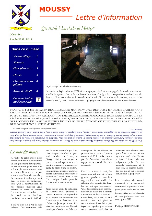 Moussy et vous – Décembre 2009