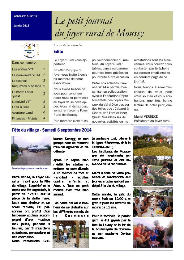 Petit journal du Foyer Rural – Janvier 2015