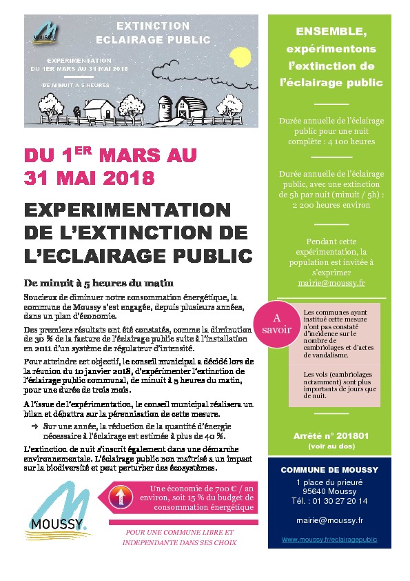 Moussy et vous – Expérimentation de l’extinction de l’éclairage public