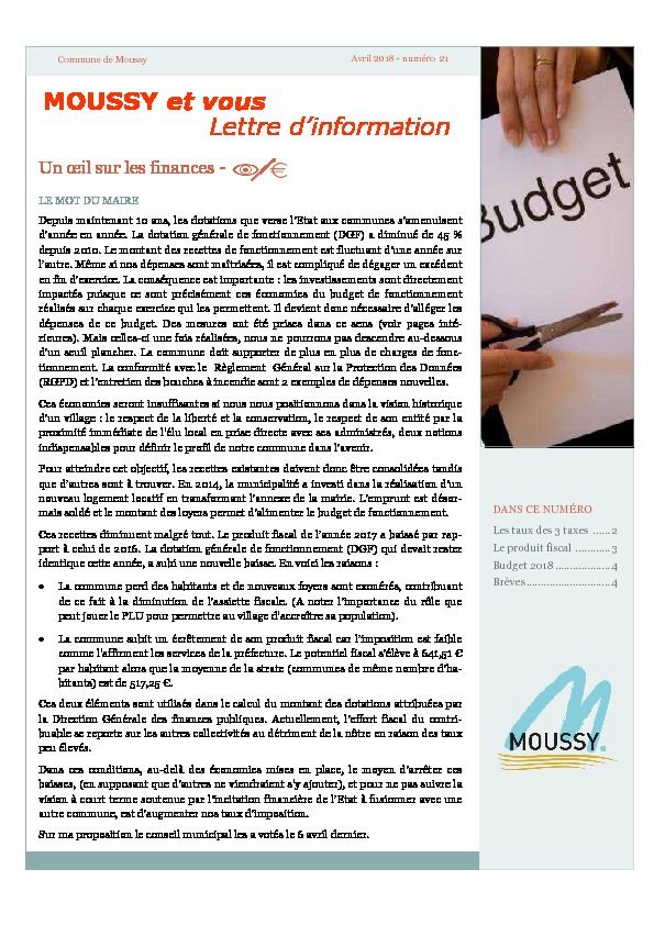 Moussy et Vous : Un œil sur les finances