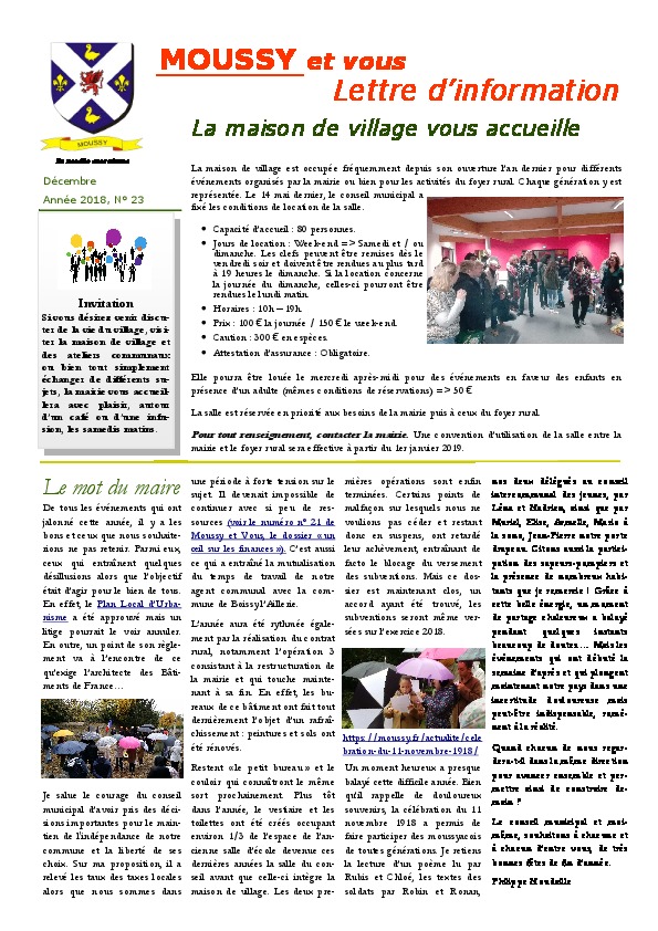 Moussy et Vous – Décembre 2018