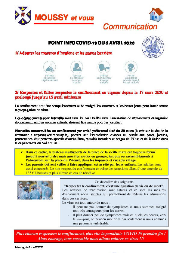 Point Info covid19 06 avril 2020