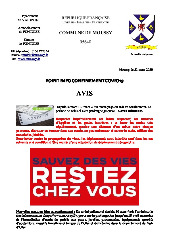 Point Info covid19 31 mars 2020