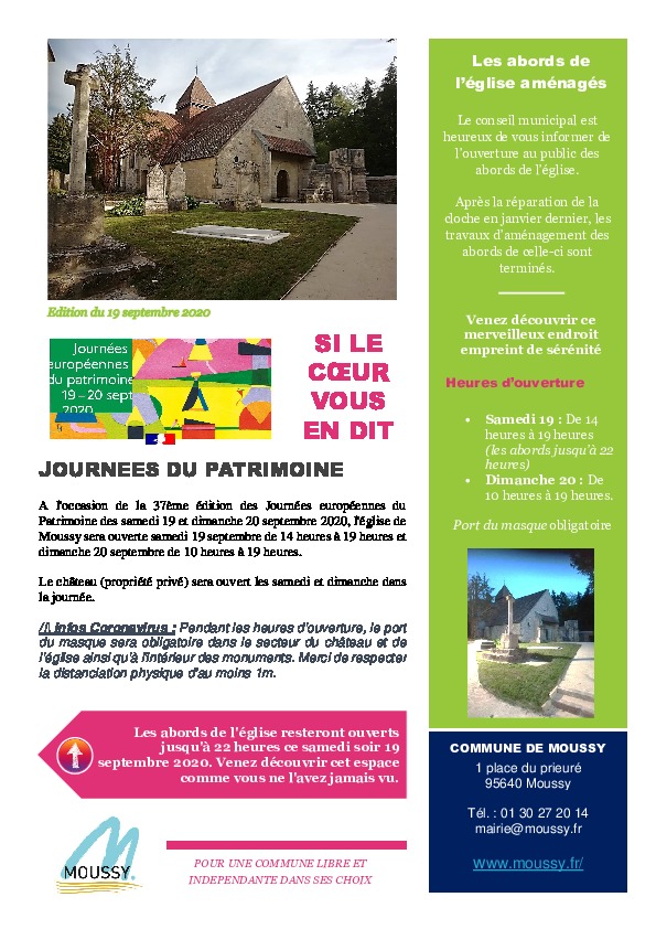 Moussy et vous – 19 septembre 2020