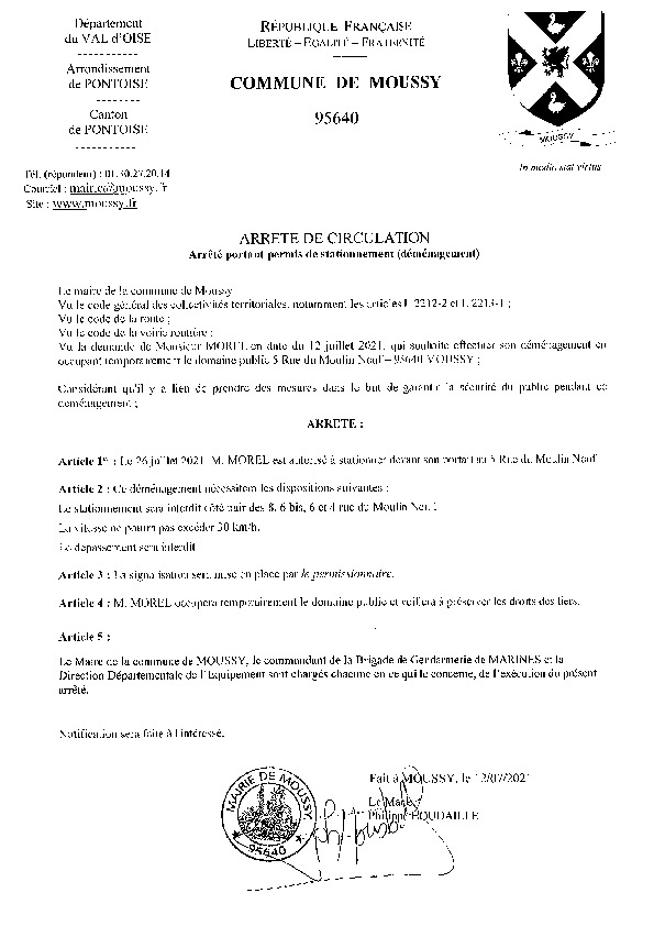 Arrêté municipal de circulation